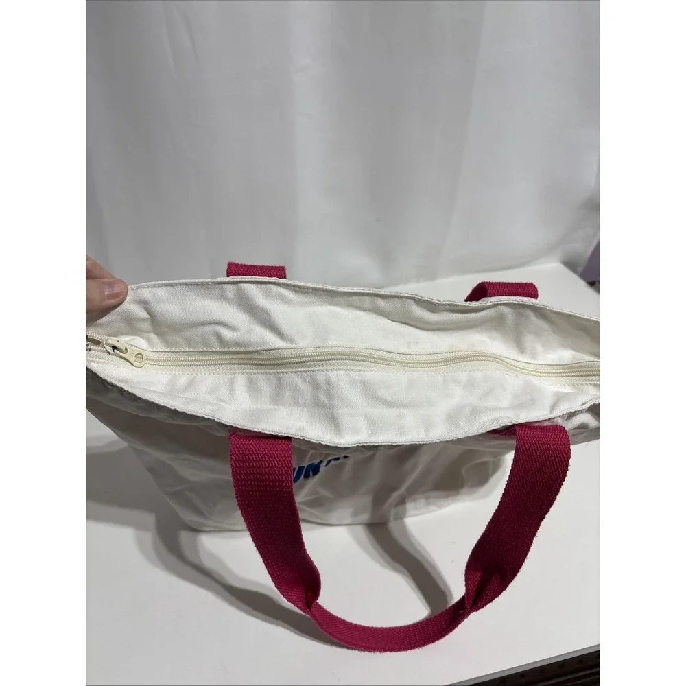Punta Cana Tropical‎ Canvas Beach Bag Vacation Swim Travel Sunset White/Pink
